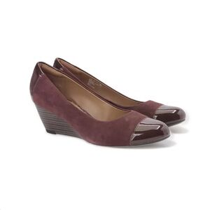 Clarks Burgundy Suede Semi Wedge Shoes